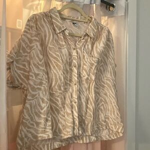 Zebra Print Button-Up Shirt